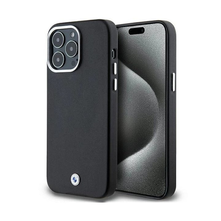 BMW Signature Wrapped Metal MagSafe dėklas iPhone 15 Pro Max - juodas