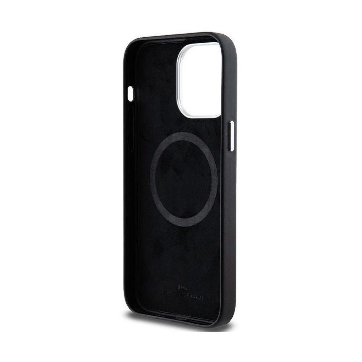 BMW Signature Wrapped Metal MagSafe dėklas iPhone 15 Pro Max - juodas