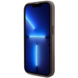 Guess 4G spausdintas Stripes MagSafe dėklas iPhone 15 Pro - rudas