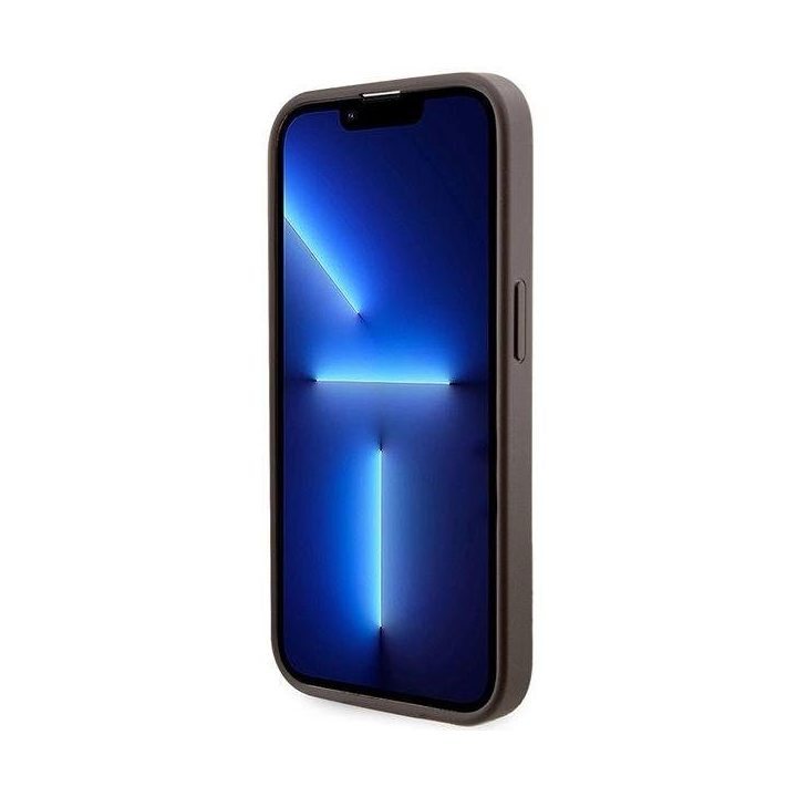 Guess 4G spausdintas Stripes MagSafe dėklas iPhone 15 Pro - rudas