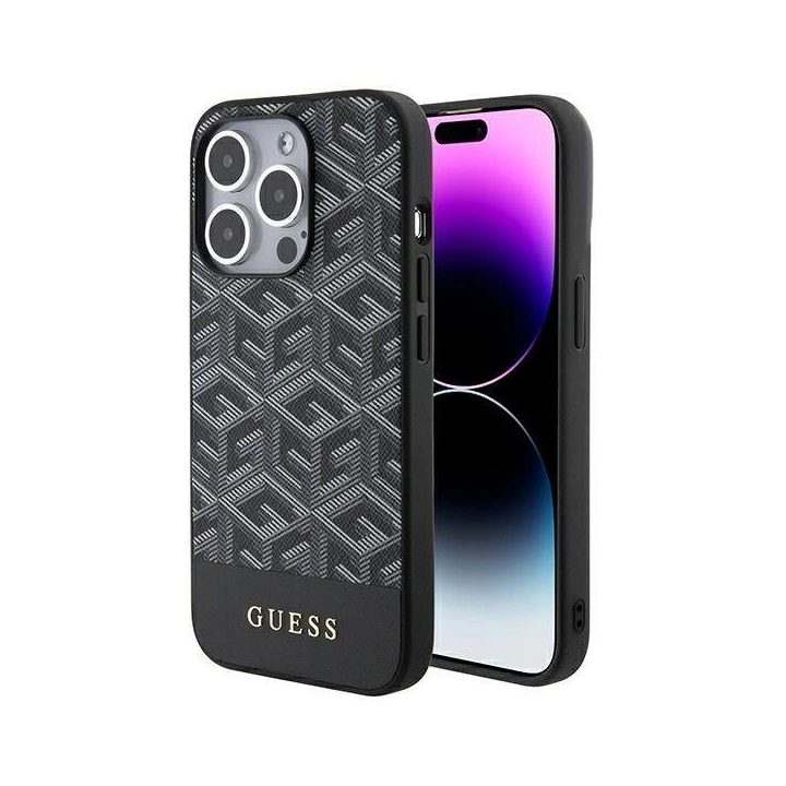 Guess GCube Stripes MagSafe dėklas iPhone 15 Pro Max - juodas