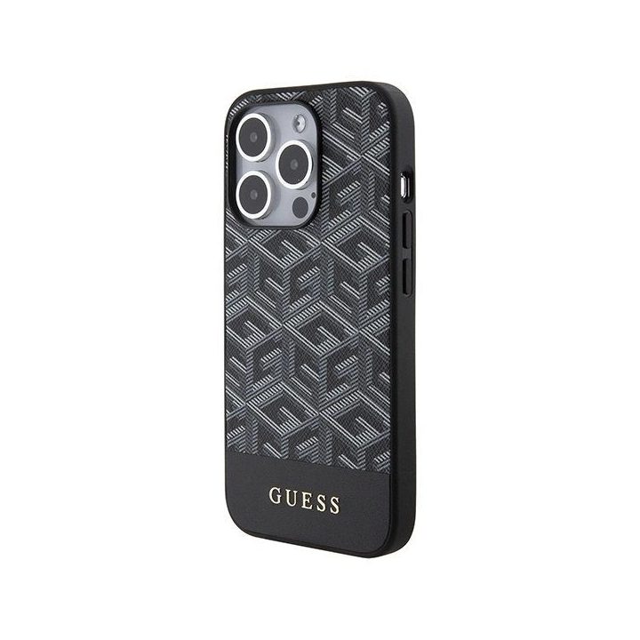Guess GCube Stripes MagSafe dėklas iPhone 15 Pro Max - juodas