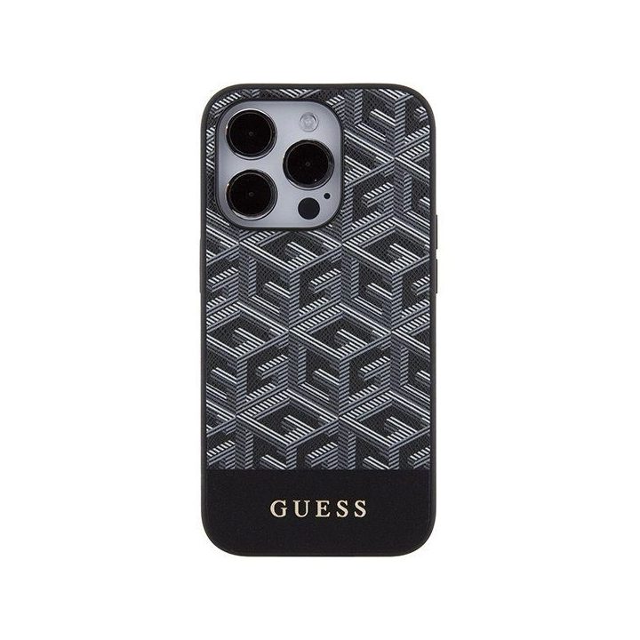 Guess GCube Stripes MagSafe dėklas iPhone 15 Pro Max - juodas