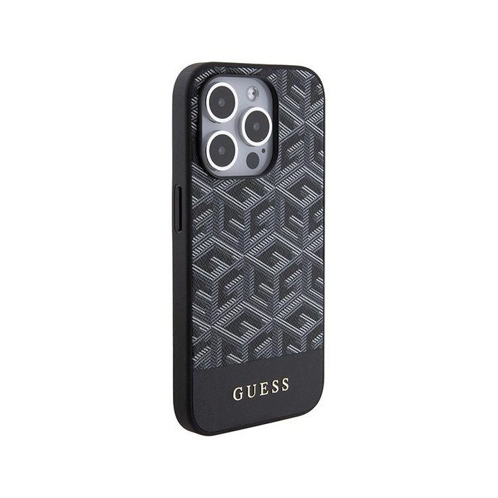 Guess GCube Stripes MagSafe dėklas iPhone 15 Pro Max - juodas
