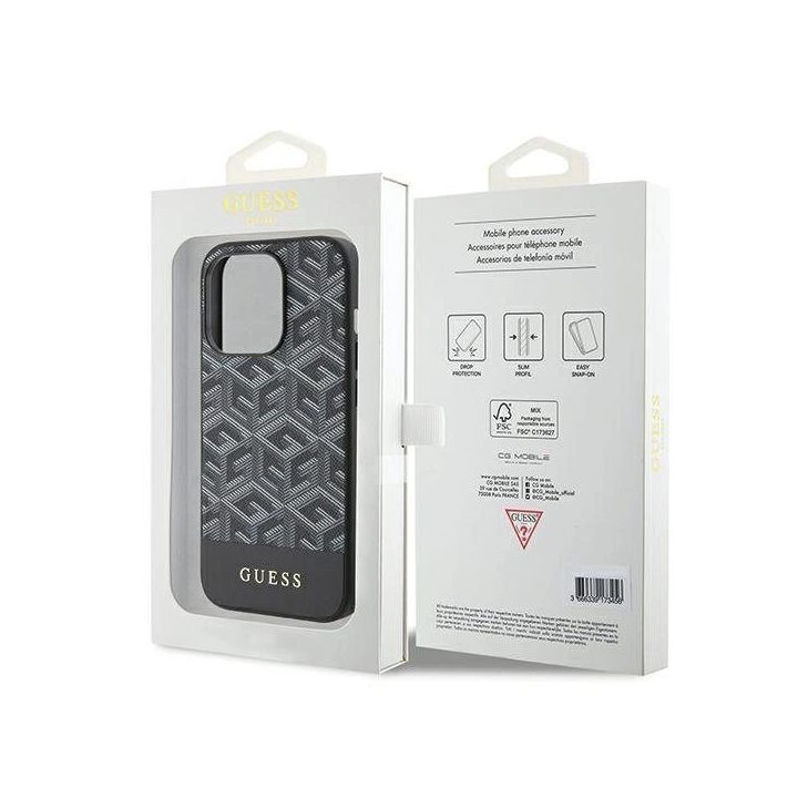 Guess GCube Stripes MagSafe dėklas iPhone 15 Pro Max - juodas