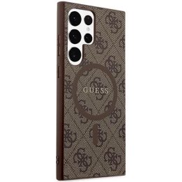 Guess 4G Collection odinis metalinis dėklas su logotipu MagSafe , skirtas Samsung Galaxy S24 Ultra - rudas