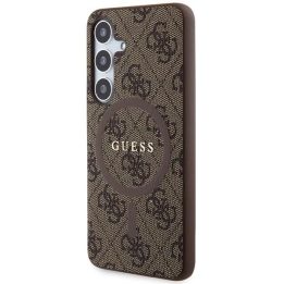 Guess 4G Collection odinis metalinis dėklas su logotipu MagSafe , skirtas Samsung Galaxy S24 - rudas