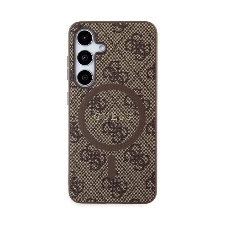 Guess 4G Collection odinis metalinis dėklas su logotipu MagSafe , skirtas Samsung Galaxy S24 - rudas
