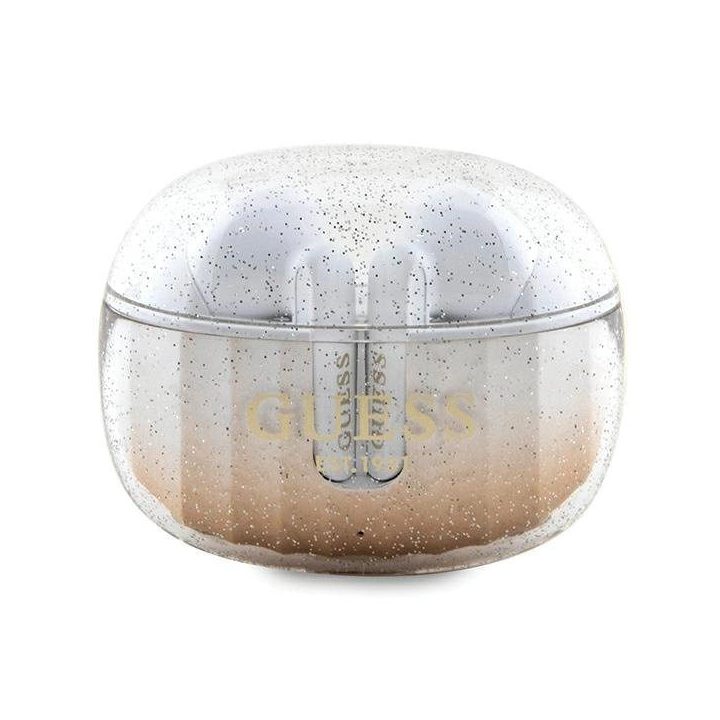 Guess Glitter Gradient TWS Bluetooth ausinės su prijungimo stotimi - aukso spalvos