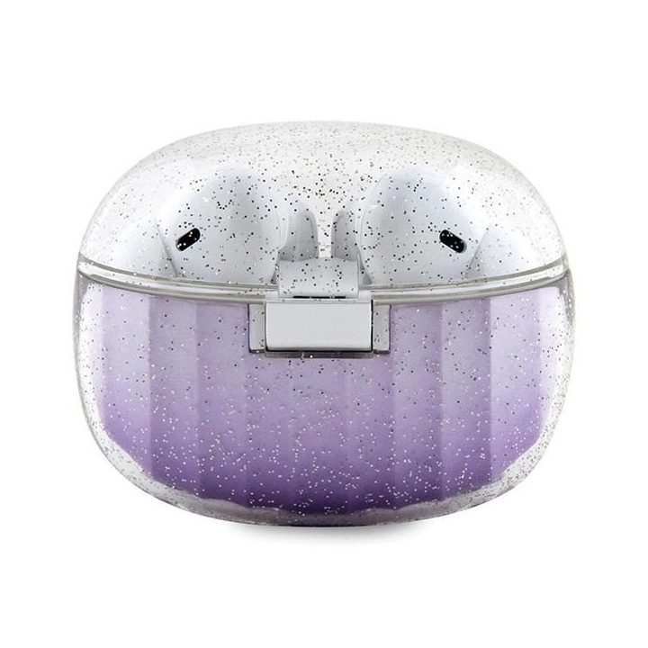 Guess Glitter Gradient TWS Bluetooth ausinės su doko stotimi - violetinės spalvos