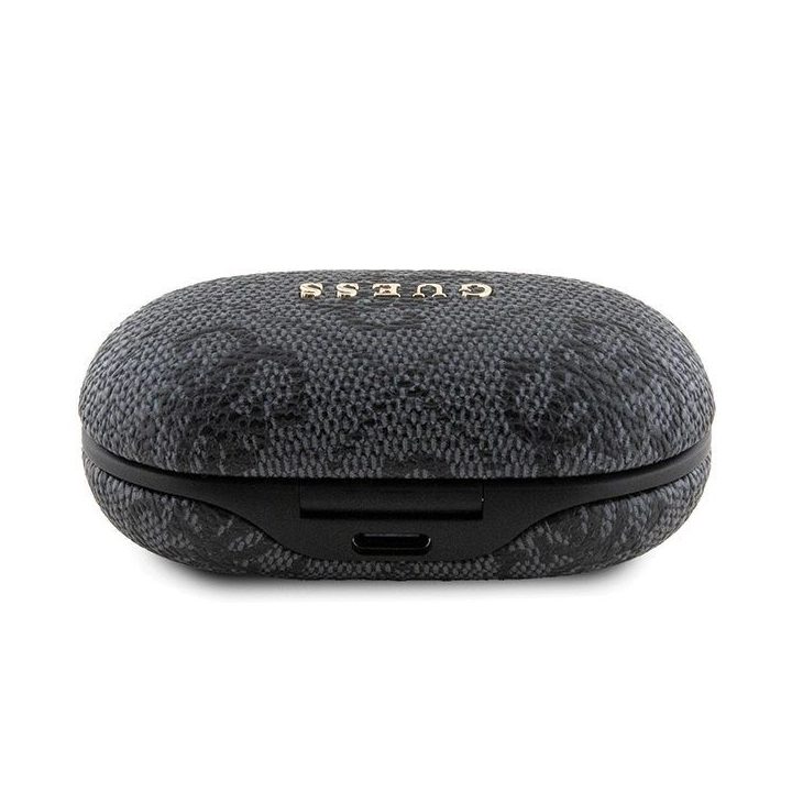 TWS Guess 4G Metalinės Bluetooth ausinės su ENC doko stotimi - juodos spalvos