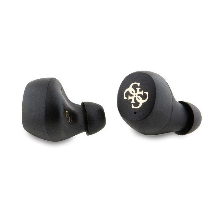 TWS Guess 4G Metalinės Bluetooth ausinės su ENC doko stotimi - juodos spalvos