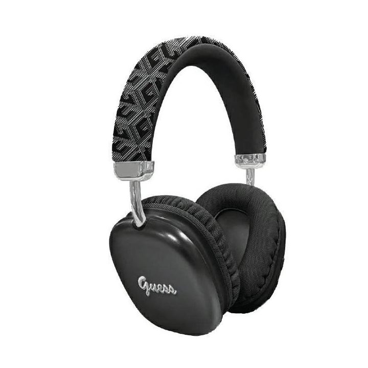 Guess GCube Metallic Script Logo Bluetooth ausinės ant ausų - juodos