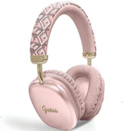 Guess GCube metalinės Bluetooth ausinės su logotipu - rožinės spalvos