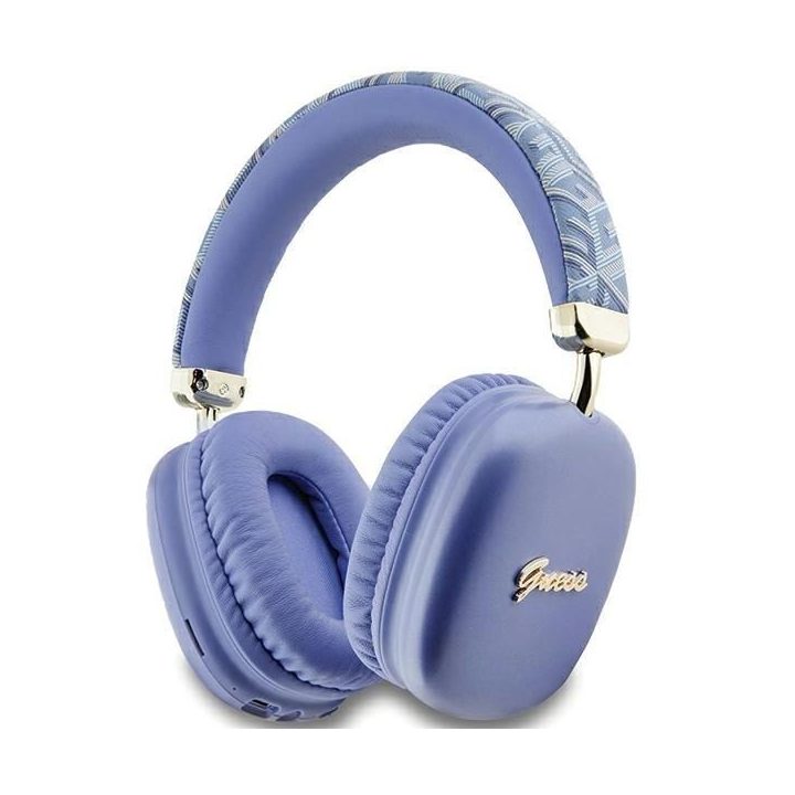 Guess GCube metalinės Bluetooth ausinės su logotipu - violetinės spalvos