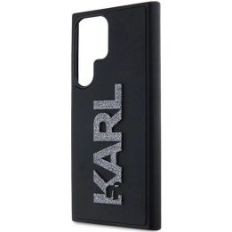 Karl Lagerfeld 3D Rubber Glitter Logo dėklas Samsung Galaxy S23 Ultra - juodas