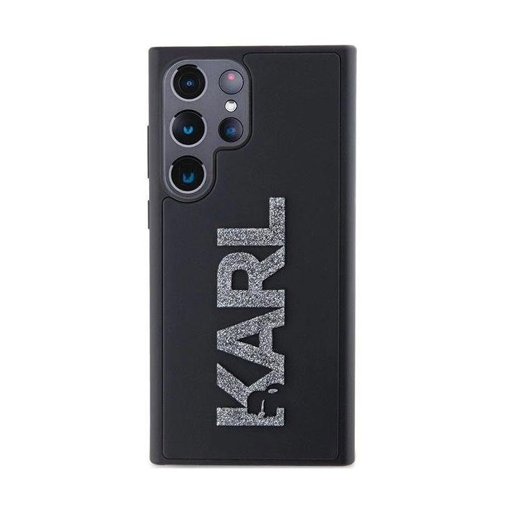 Karl Lagerfeld 3D Rubber Glitter Logo dėklas Samsung Galaxy S23 Ultra - juodas