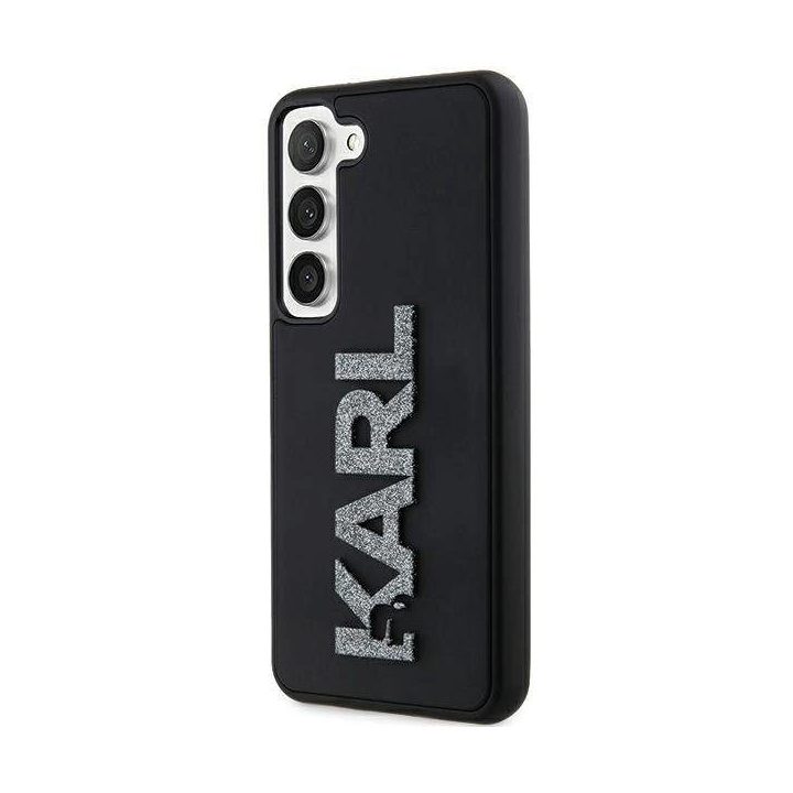 Karl Lagerfeld 3D Rubber Glitter Logo dėklas Samsung Galaxy S23+ - juodas