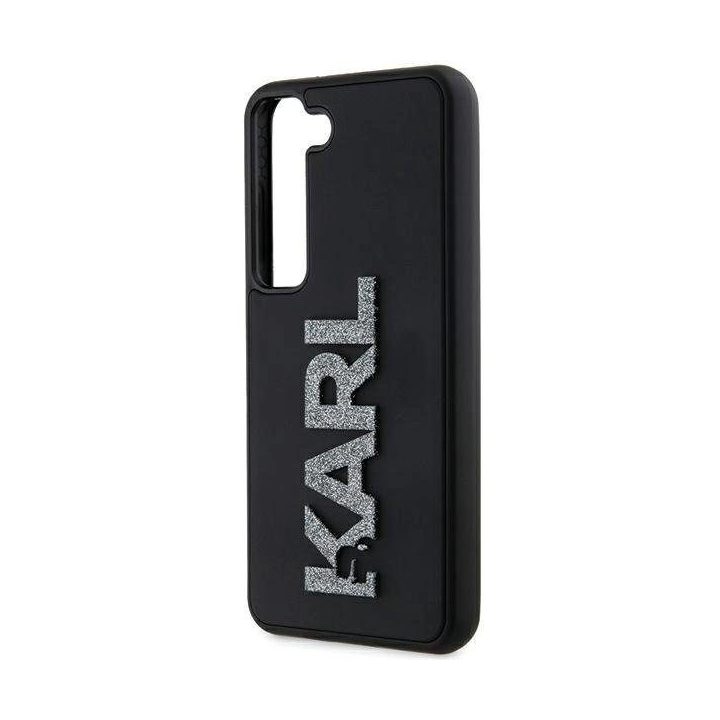 Karl Lagerfeld 3D Rubber Glitter Logo dėklas Samsung Galaxy S23 - juodas
