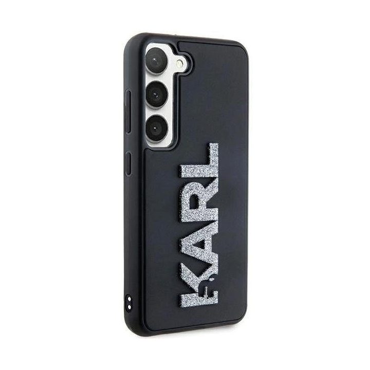 Karl Lagerfeld 3D Rubber Glitter Logo dėklas Samsung Galaxy S23 - juodas