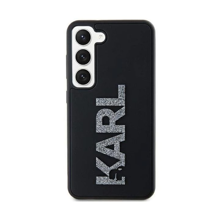 Karl Lagerfeld 3D Rubber Glitter Logo dėklas Samsung Galaxy S23 - juodas