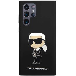 Karl Lagerfeld silikoninis Ikonik dėklas Samsung Galaxy S24 Ultra - juodas