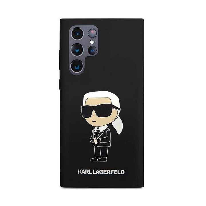 Karl Lagerfeld silikoninis Ikonik dėklas Samsung Galaxy S24 Ultra - juodas