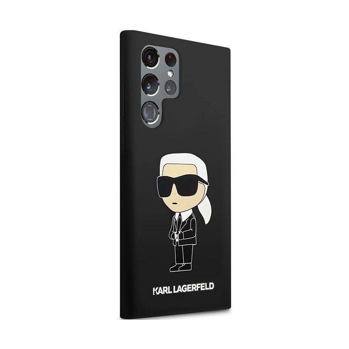 Karl Lagerfeld silikoninis Ikonik dėklas Samsung Galaxy S24 Ultra - juodas