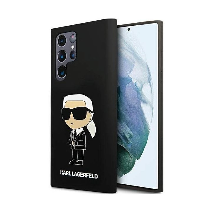 Karl Lagerfeld silikoninis Ikonik dėklas Samsung Galaxy S24 Ultra - juodas