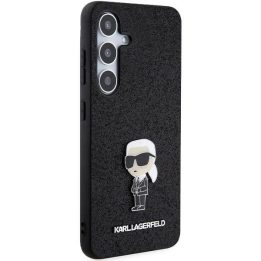 Karl Lagerfeld Fixed Glitter Ikonik Logo Metal Pin metalinis dėklas Samsung Galaxy S24+ - juodas