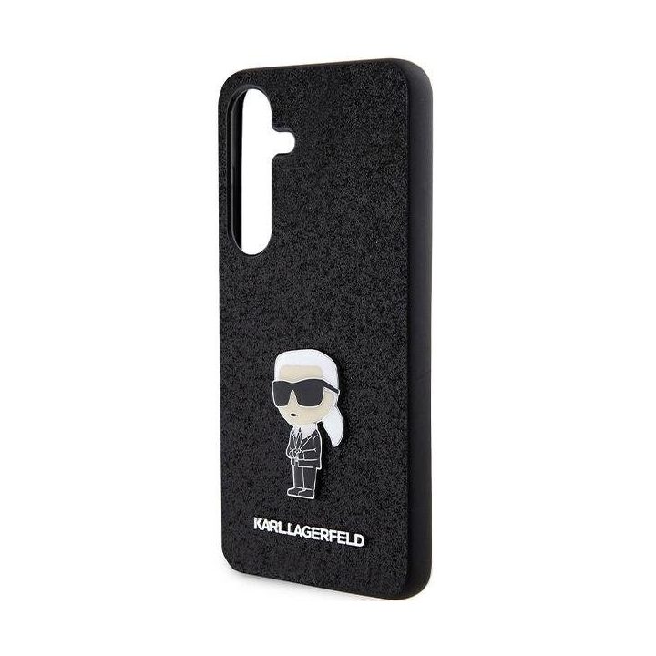 Karl Lagerfeld Fixed Glitter Ikonik Logo Metal Pin metalinis dėklas Samsung Galaxy S24+ - juodas
