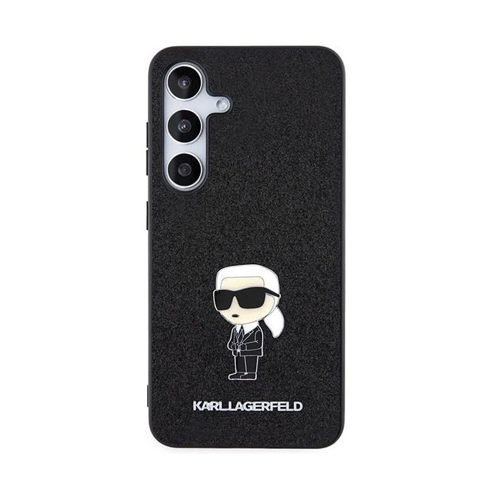 Karl Lagerfeld Fixed Glitter Ikonik Logo Metal Pin metalinis dėklas Samsung Galaxy S24+ - juodas