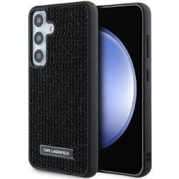 Karl Lagerfeld metalinis dėklas su rantytu logotipu, skirtas Samsung Galaxy S24+ - juodas