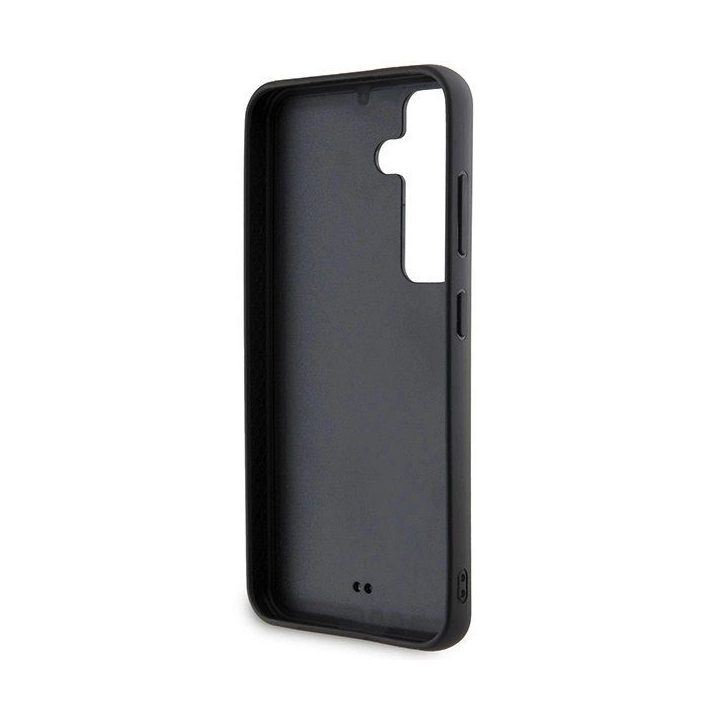 Karl Lagerfeld metalinis dėklas su rantytu logotipu, skirtas Samsung Galaxy S24+ - juodas