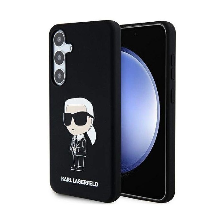 Karl Lagerfeld silikoninis Ikonik dėklas Samsung Galaxy S24+ - juodas