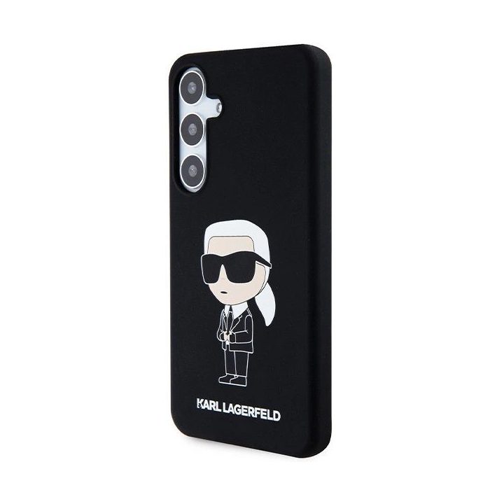 Karl Lagerfeld silikoninis Ikonik dėklas Samsung Galaxy S24+ - juodas