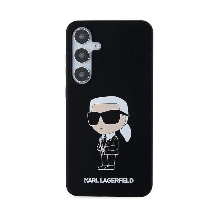 Karl Lagerfeld silikoninis Ikonik dėklas Samsung Galaxy S24+ - juodas