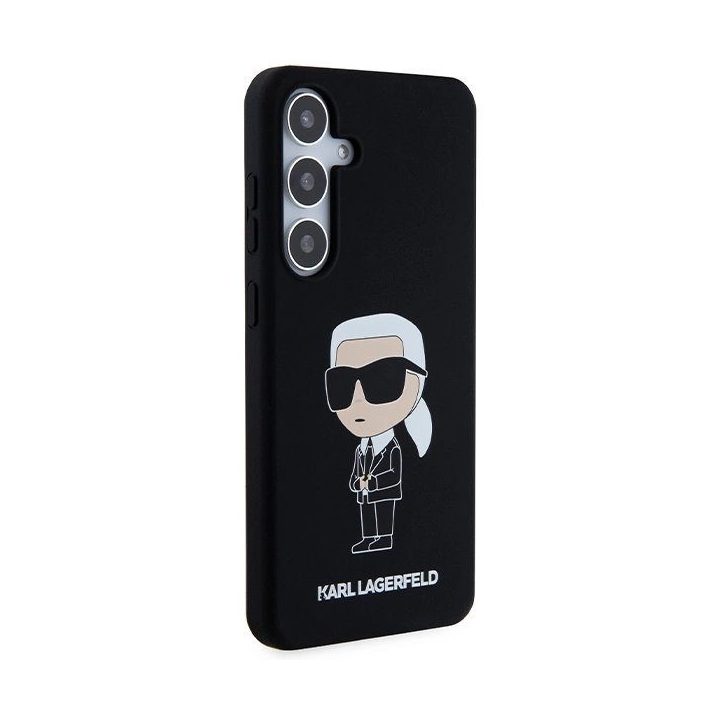 Karl Lagerfeld silikoninis Ikonik dėklas Samsung Galaxy S24+ - juodas