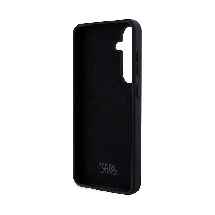 Karl Lagerfeld silikoninis Ikonik dėklas Samsung Galaxy S24+ - juodas