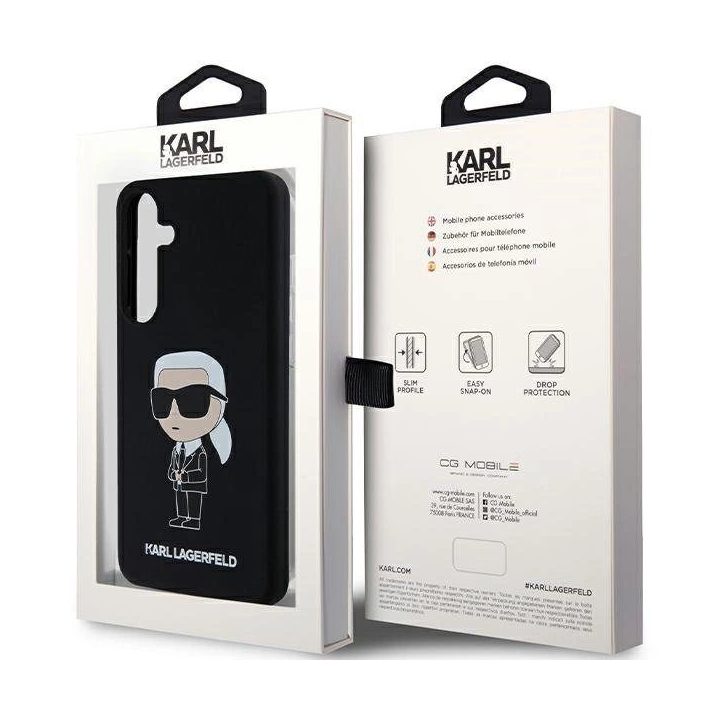 Karl Lagerfeld silikoninis Ikonik dėklas Samsung Galaxy S24+ - juodas
