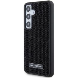 Karl Lagerfeld metalinis dėklas su kristalų logotipu, skirtas Samsung Galaxy S24 - juodas