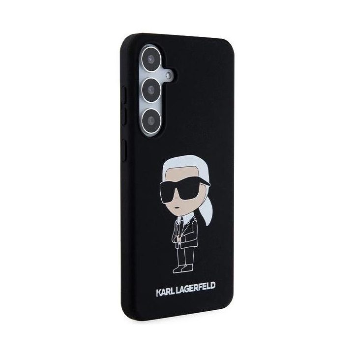 Karl Lagerfeld silikoninis Ikonik dėklas Samsung Galaxy S24 - juodas