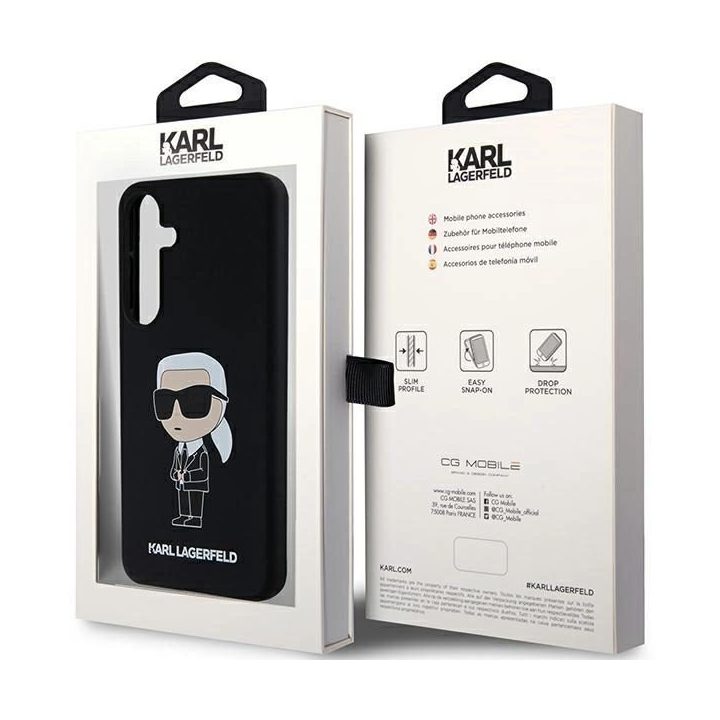 Karl Lagerfeld silikoninis Ikonik dėklas Samsung Galaxy S24 - juodas