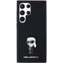 Samsung Galaxy S23 Ultra - juodas Karl Lagerfeld silikoninis Ikonik Metal Pin dėklas