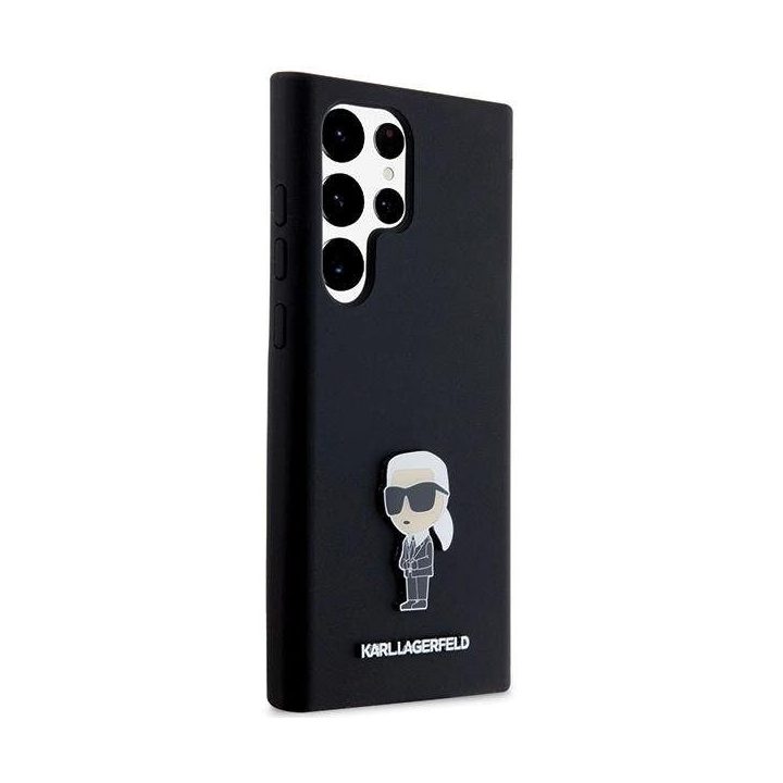 Samsung Galaxy S23 Ultra - juodas Karl Lagerfeld silikoninis Ikonik Metal Pin dėklas