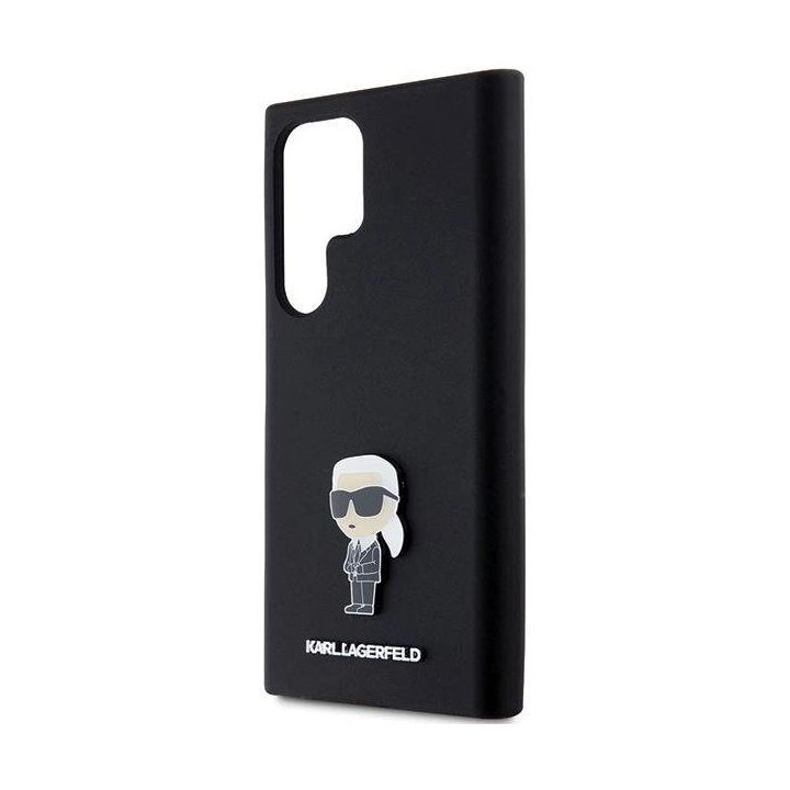 Samsung Galaxy S23 Ultra - juodas Karl Lagerfeld silikoninis Ikonik Metal Pin dėklas