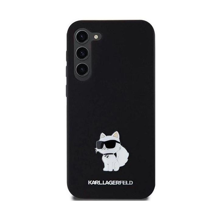 Samsung Galaxy S23+ - juodas Karl Lagerfeld silikoninis Choupette Metal Pin dėklas