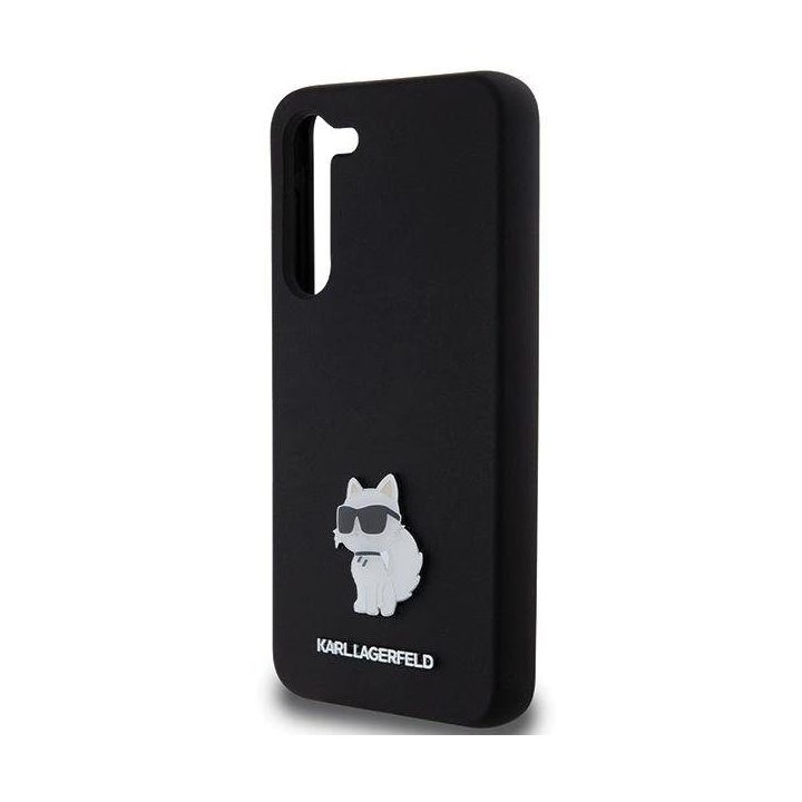 Samsung Galaxy S23+ - juodas Karl Lagerfeld silikoninis Choupette Metal Pin dėklas