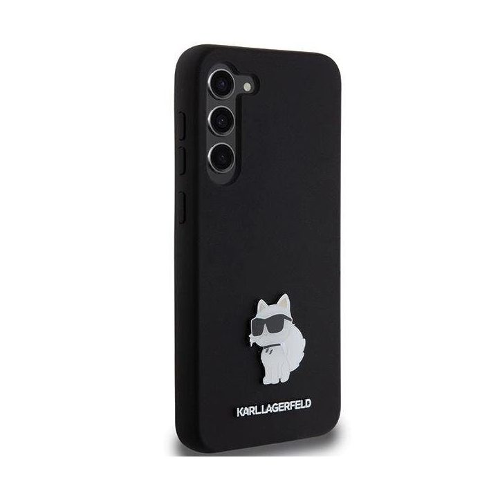 Samsung Galaxy S23+ - juodas Karl Lagerfeld silikoninis Choupette Metal Pin dėklas
