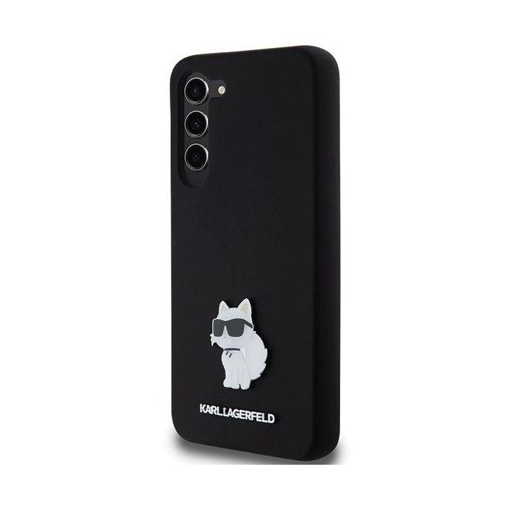 Samsung Galaxy S23+ - juodas Karl Lagerfeld silikoninis Choupette Metal Pin dėklas